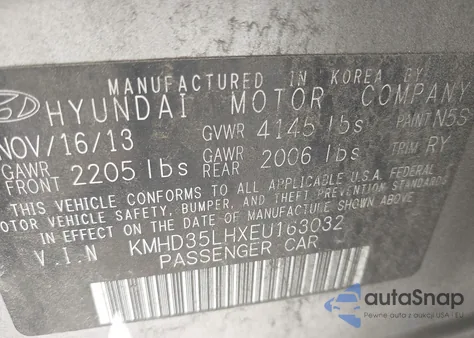 2014 Hyundai Elantra Gt Base W/Blue из США, поврежденный, VIN KMHD35LHXEU163032